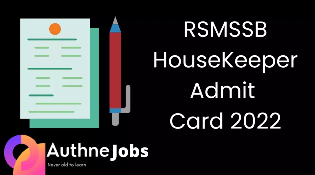RSMSSB HouseKeeper Admit Card 2022